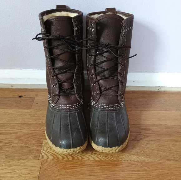 L.L. Bean Sherpa Lined Lace-Up Duck Boots Women's Size 8 - Picture 2 of 5